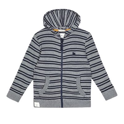 J by Jasper Conran Boys' navy textured stripe zip through hoodie